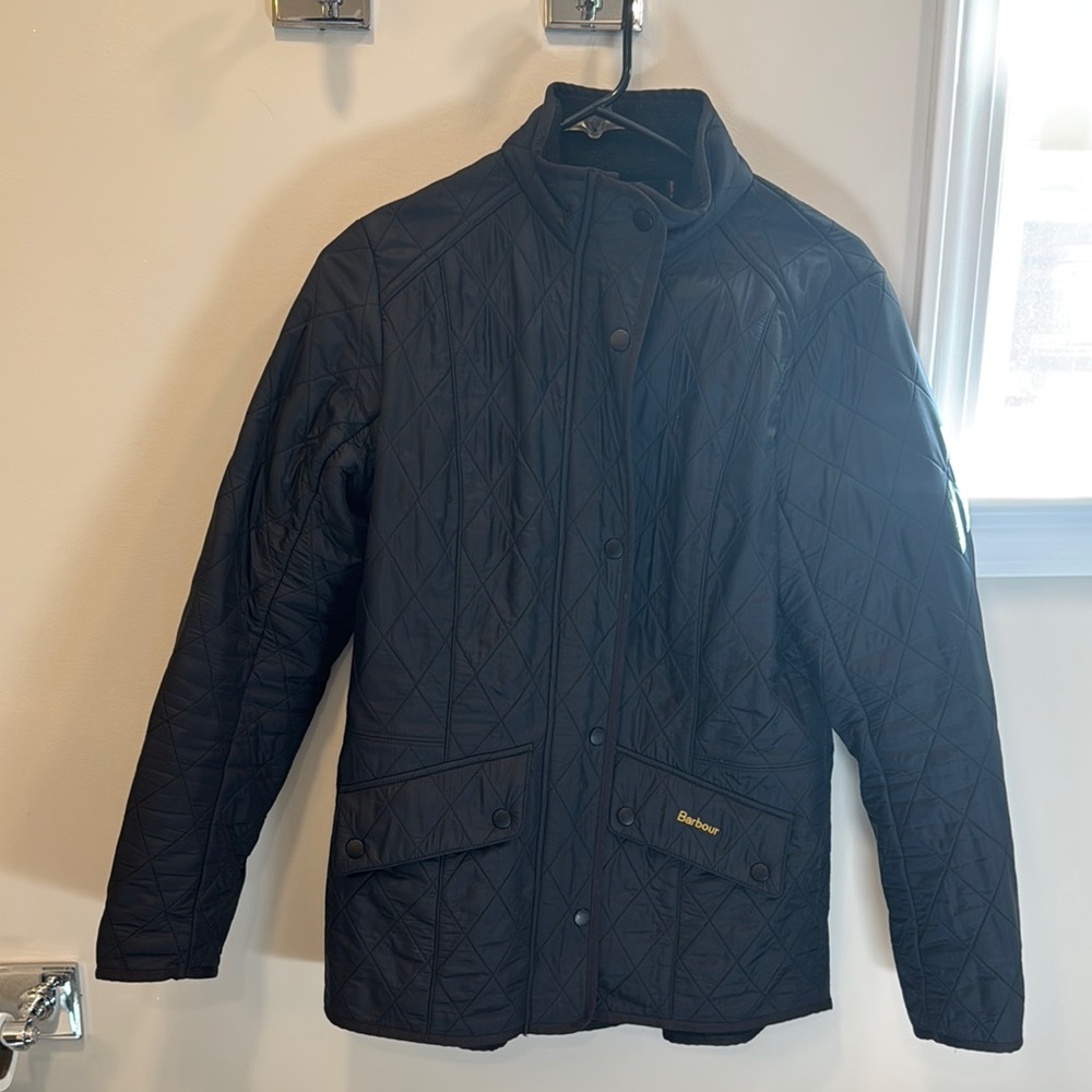 Barbour Black Lightweight Quilted Jacket with Diamond Stitching